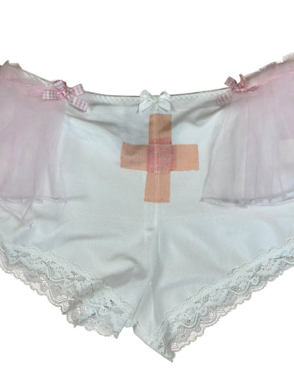 Bandaid Over a Bullethole White Micro Shorts - S/M
