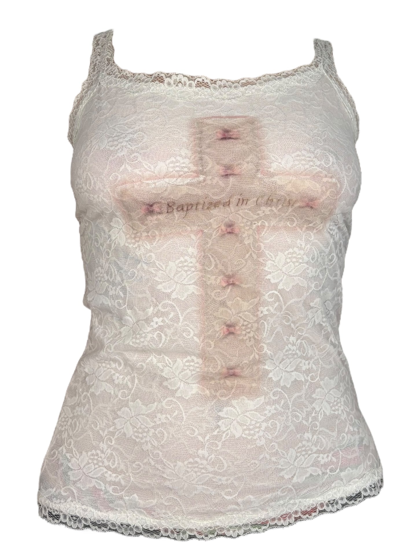 Baptized in Christ White Lace Tank - L/XL