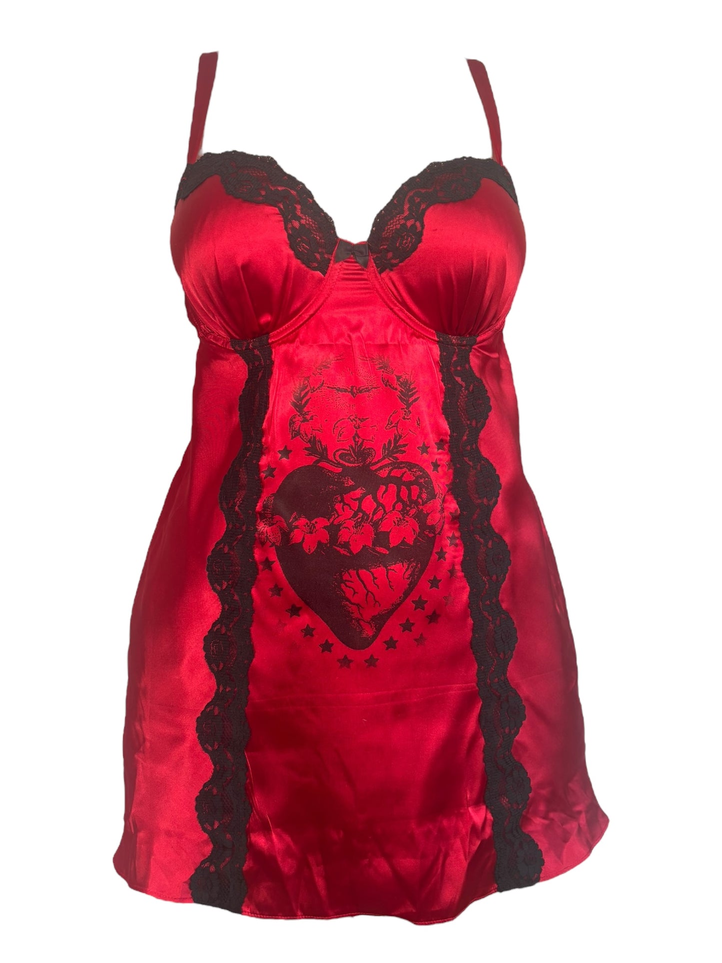 Sacred Heart Red Babydoll Mini Dress