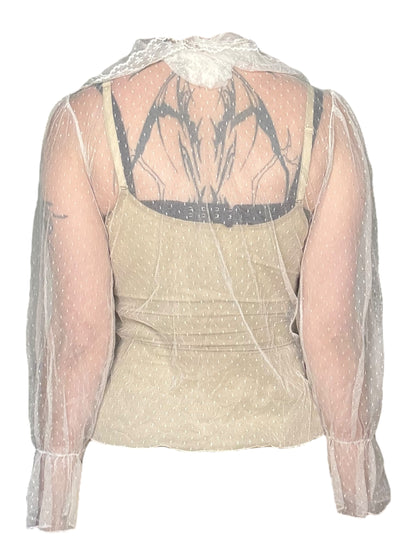 Orlando Sheer White Collared Blouse - L
