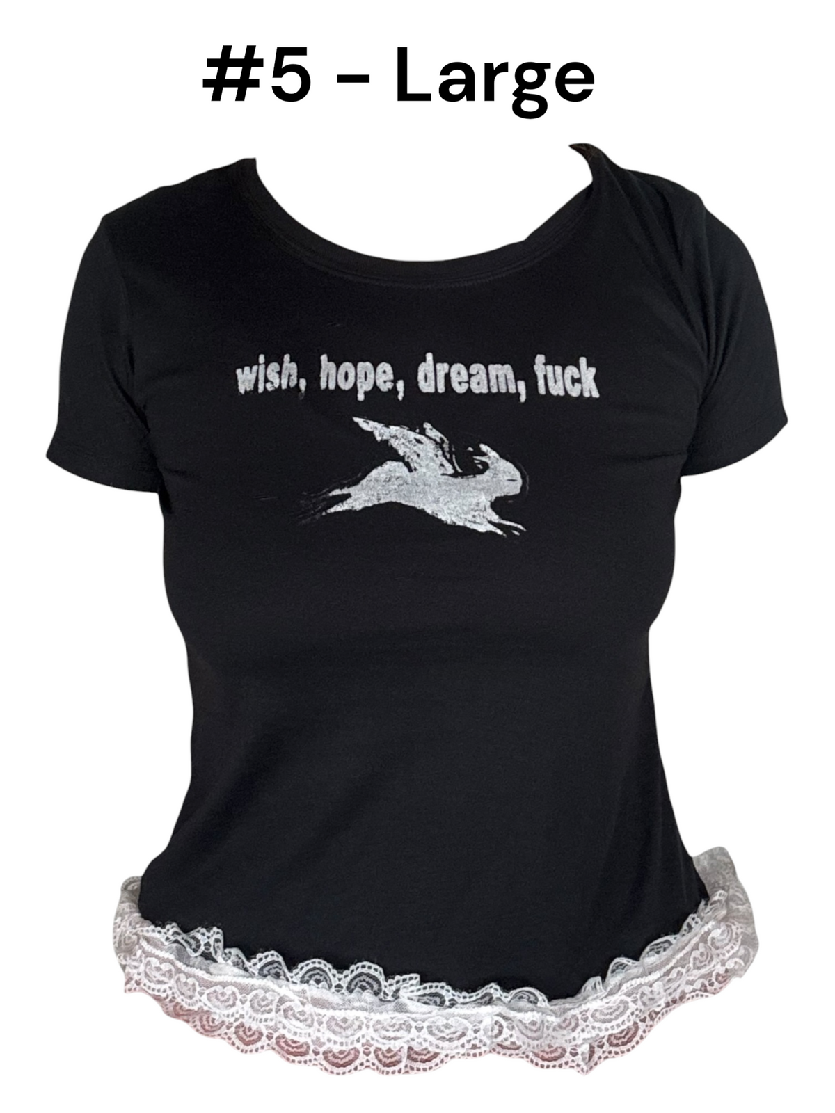 Wish, Hope, Dream, Fuck Ruffle Baby Tee