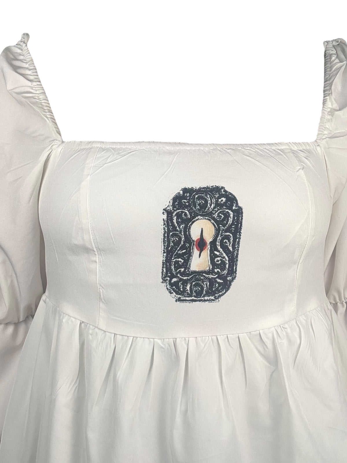 Peering Through The Keyhole White Babydoll Dress - L/XL