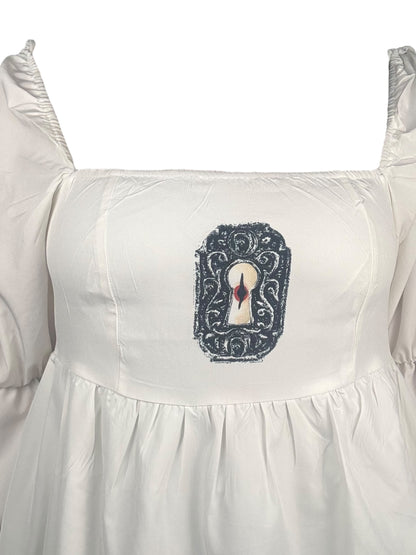 Peering Through The Keyhole White Babydoll Dress - L/XL
