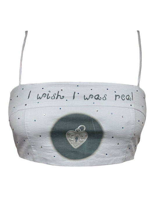 I Wish I Was Real Blue Cropped Tank - S/M