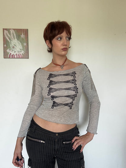 Angel's March Grey Epaulette Longsleeve