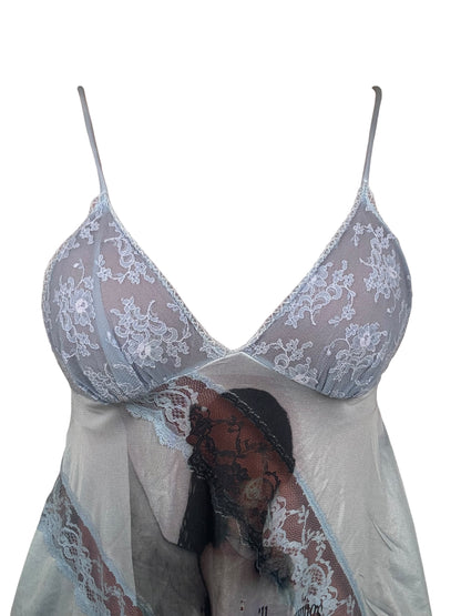 Silent Wings Blue Lace Babydoll Top - M/L