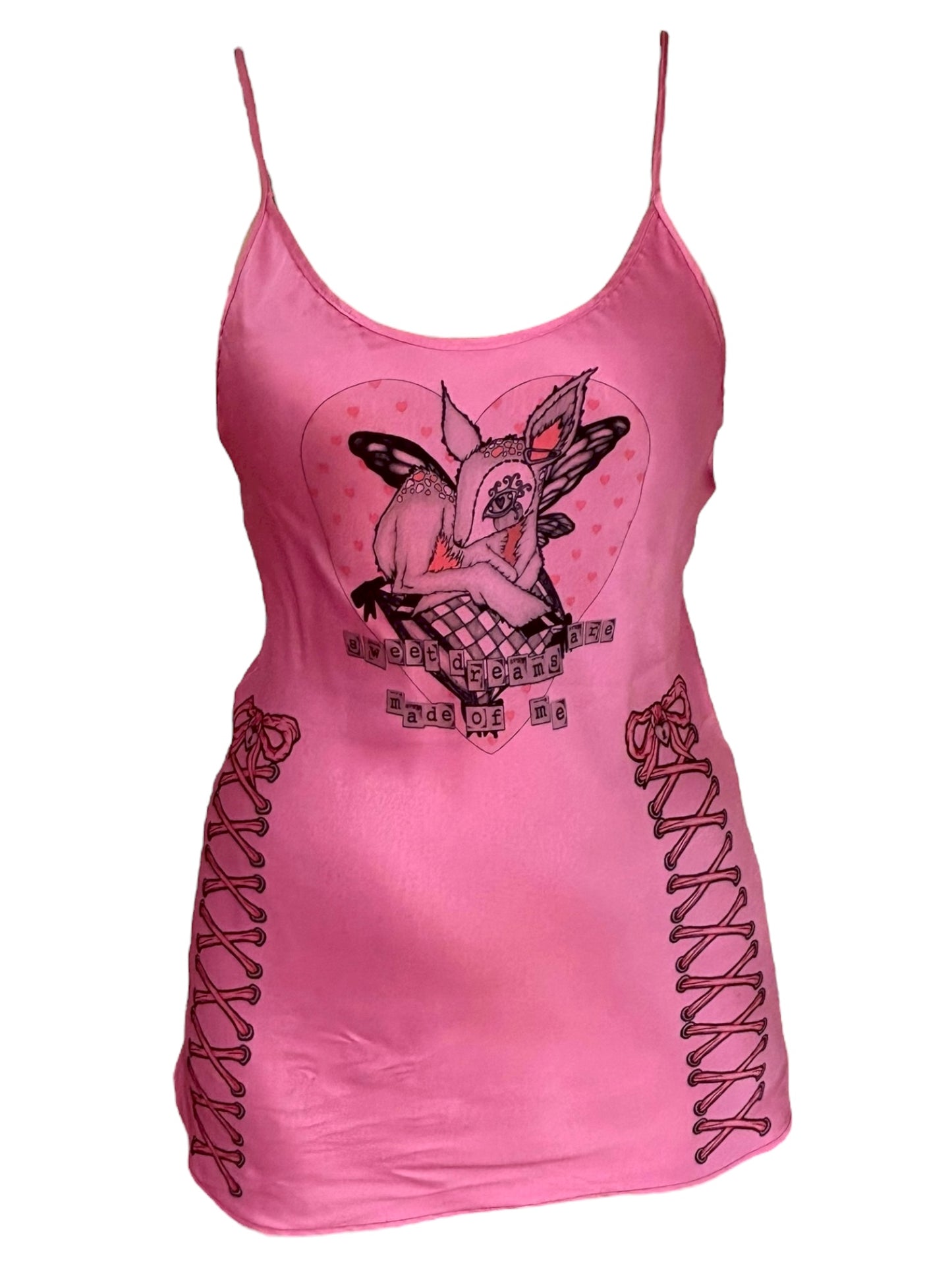 Lacey Dreams Pink Satin Dress - L