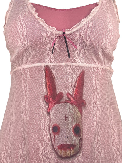 Bloodstained Worship Pink Lace Dress - M/L