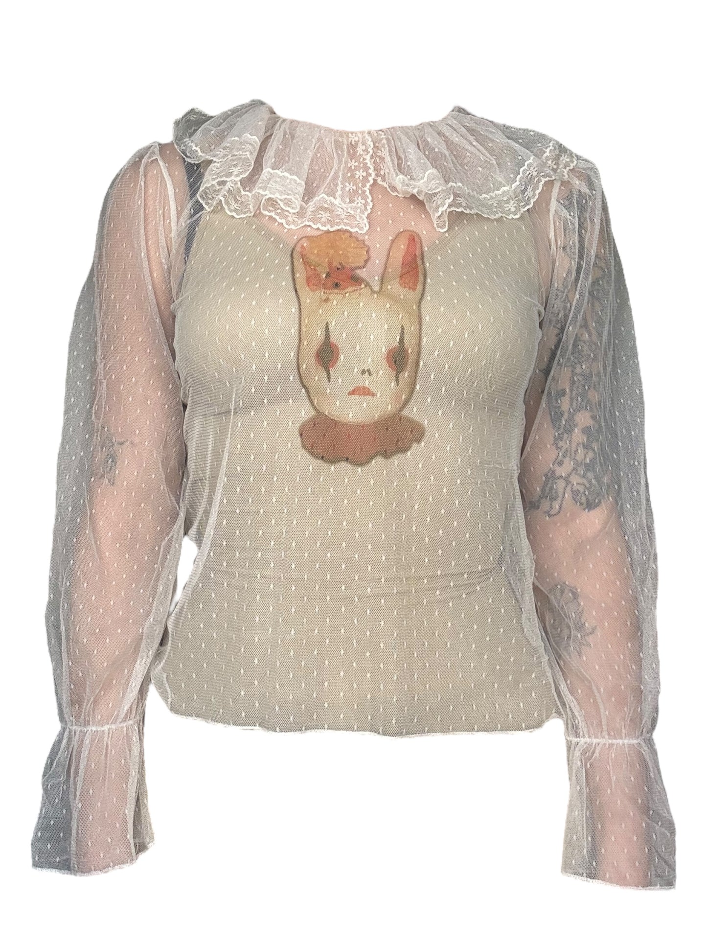 Orlando Sheer White Collared Blouse - L