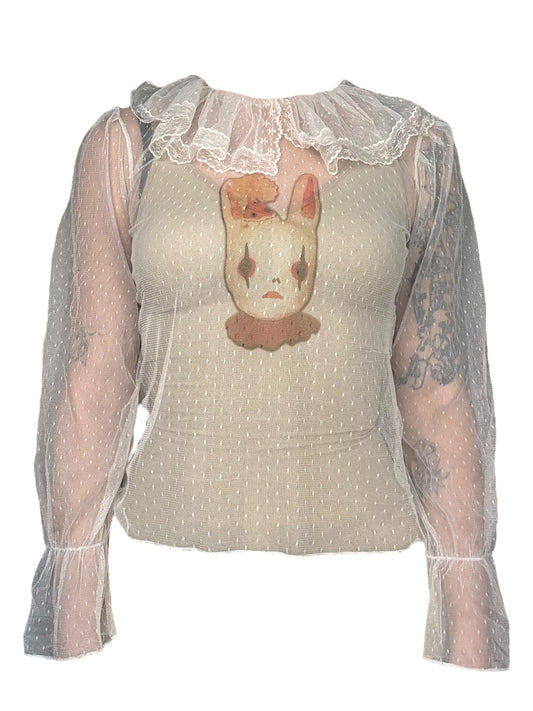 Orlando Sheer White Collared Blouse - L