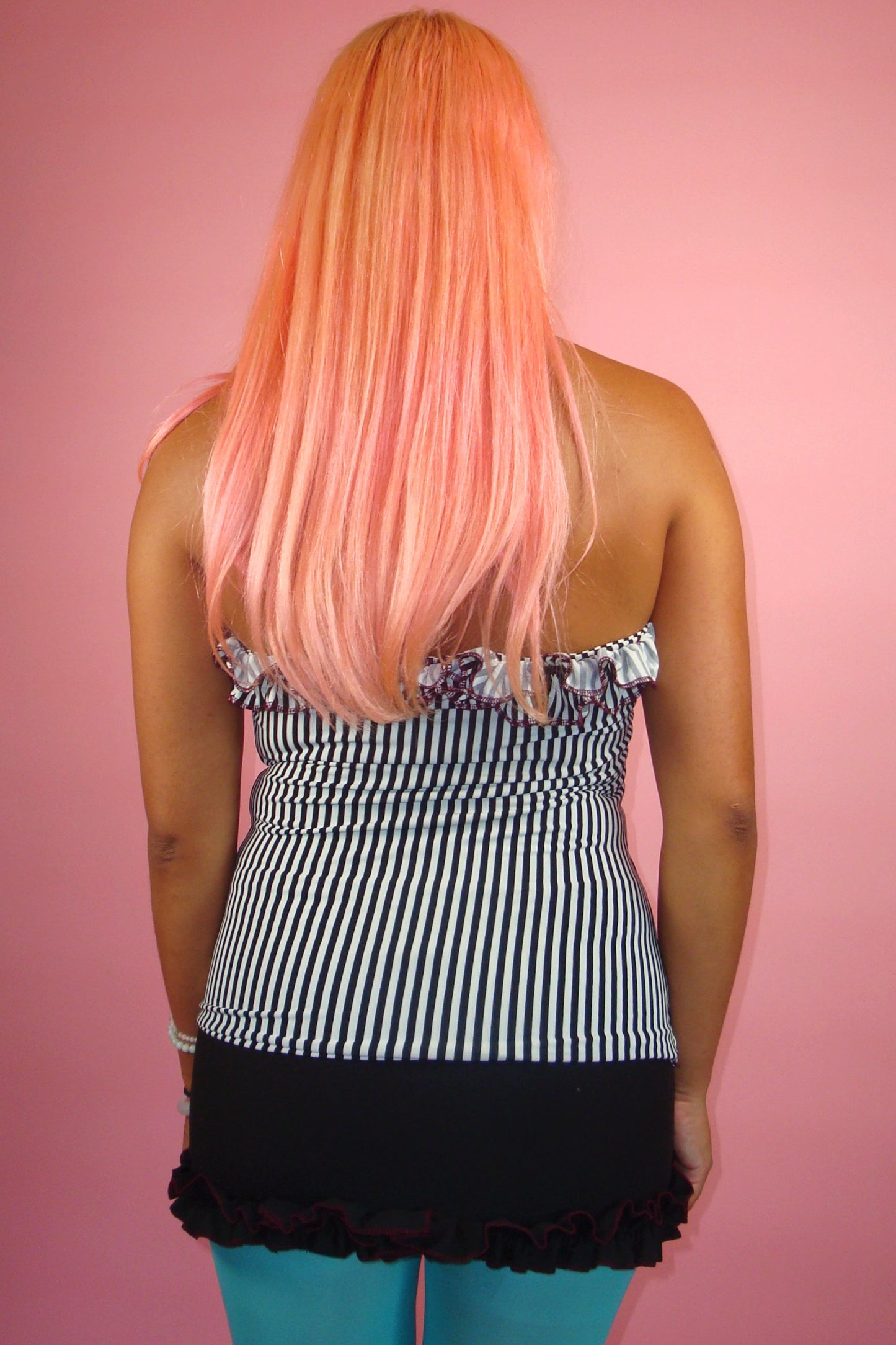 Leonora Striped Ruffle Tube Top - M