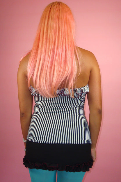 Leonora Striped Ruffle Tube Top - M