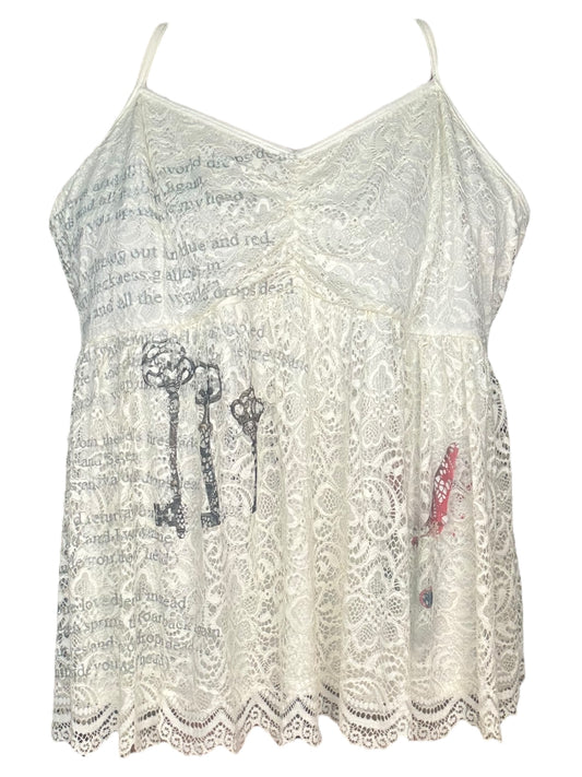 Key To My Heart Lace Flutter Tank - 3X/4X