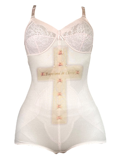 Baptized in Christ Pink Vintage Bodysuit - S