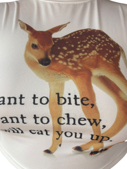 Eat You Up, Deer White Cropped Tee - XL