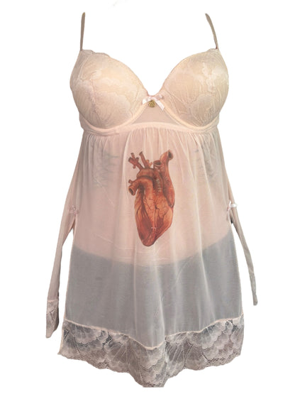 Bleeding Heart Pink Babydoll Top - M