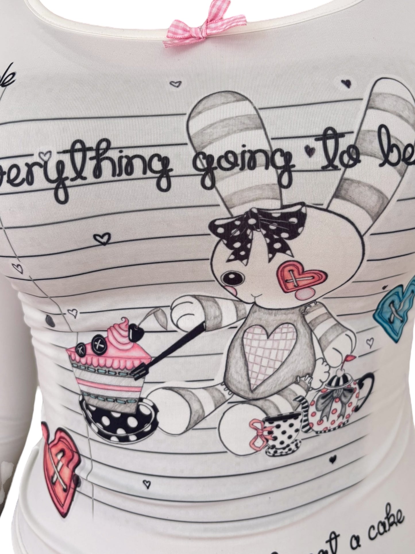 Bunny's Tea Party White Longsleeve - M/L