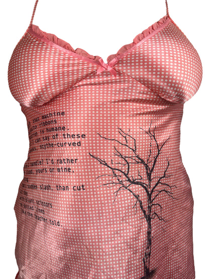 Cut Me to Ribbons Pink Polka Dot Slip Mini Dress - L