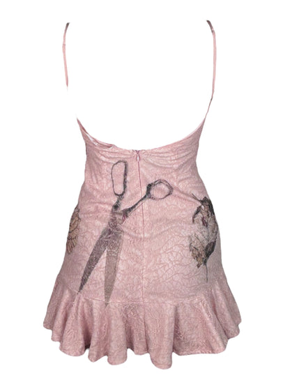 Scissorhand Communion Pink Lace Ruffle Dress - S/M