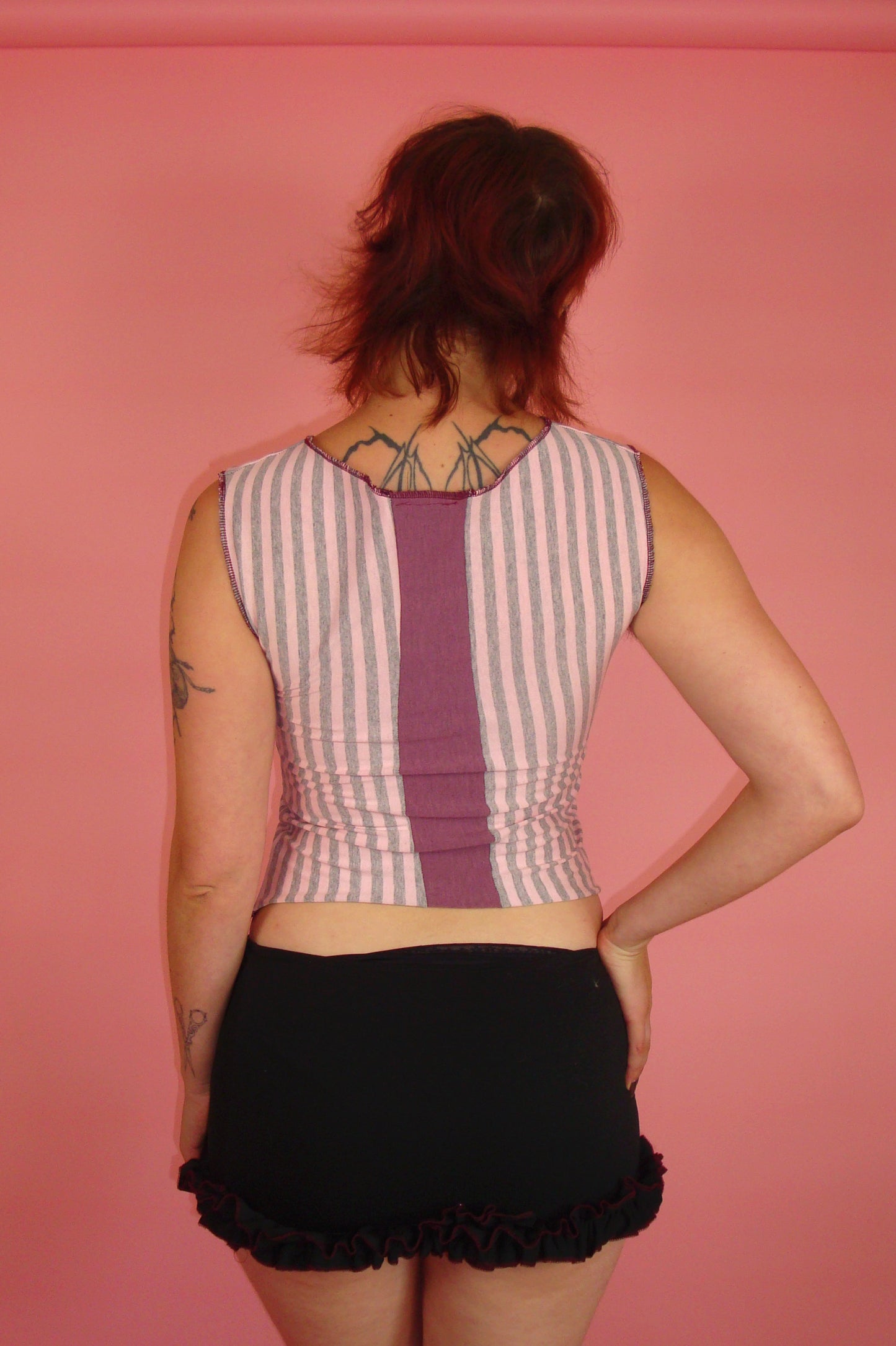 Emmeline Pink Patchwork Keyhole Top - M