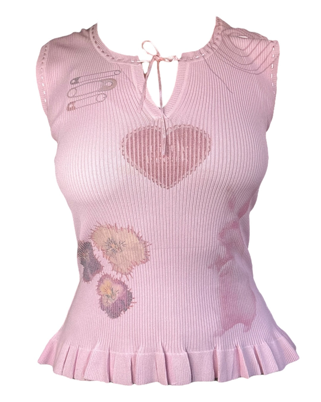 Forget Me Not Pink Ribbed Blouse - M
