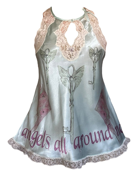 Fairies All Around Me Lacy Aqua Mini Dress - L