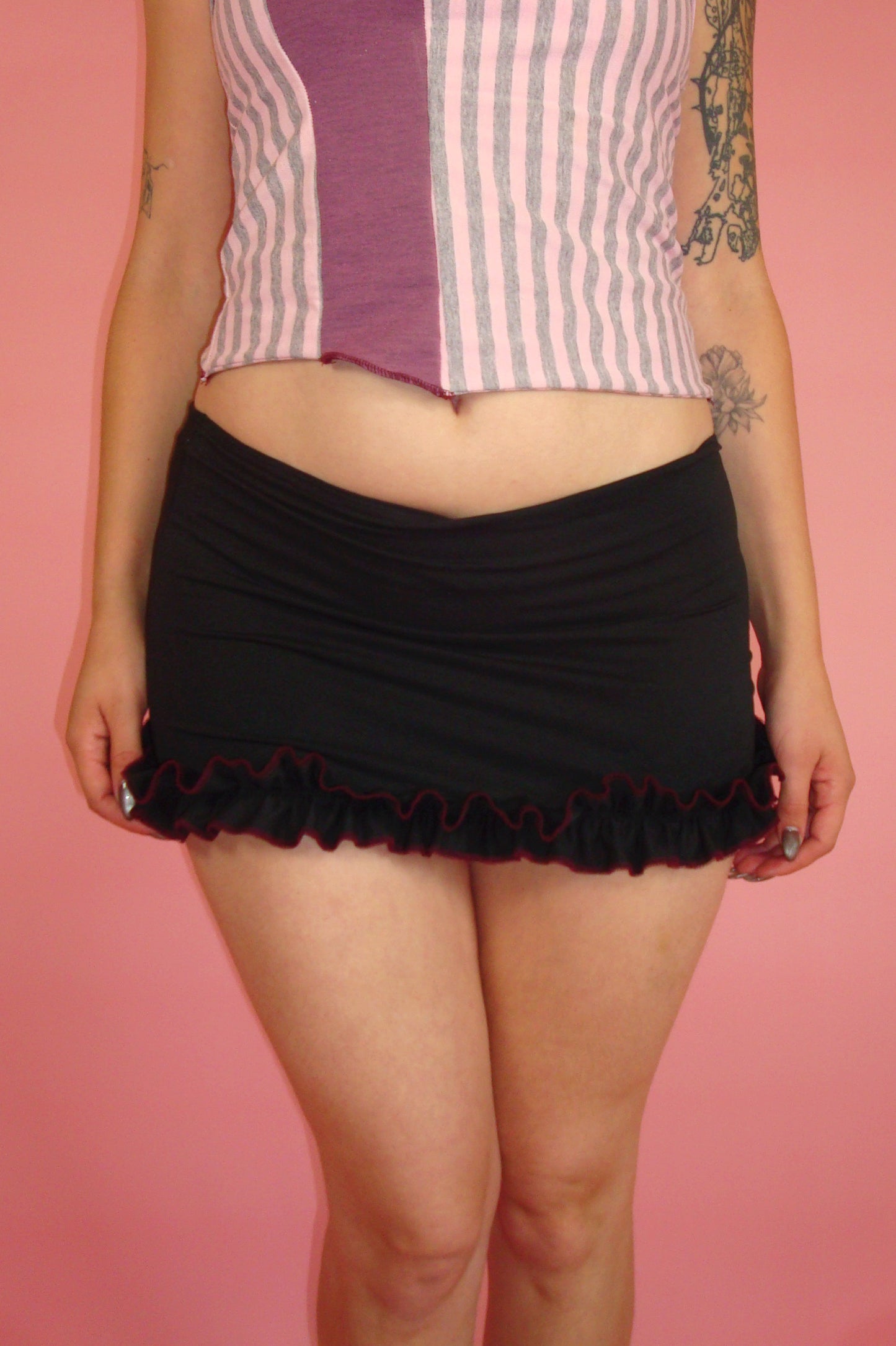 Vivian Black Ruffle Mini Skirt