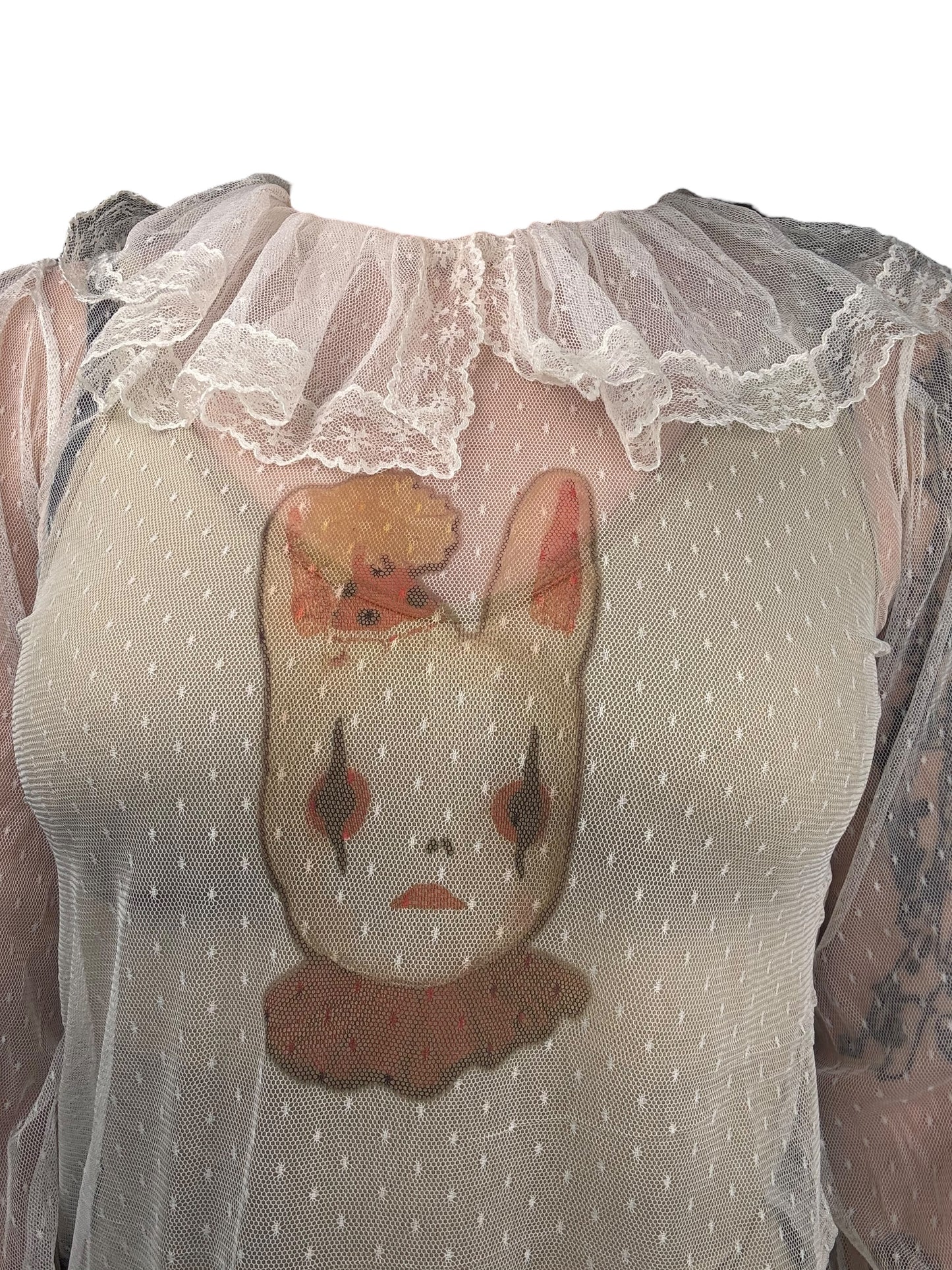 Orlando Sheer White Collared Blouse - L