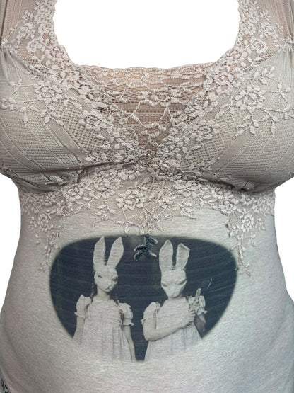 I Love You, Bunny Lacy Babydoll Blouse - L