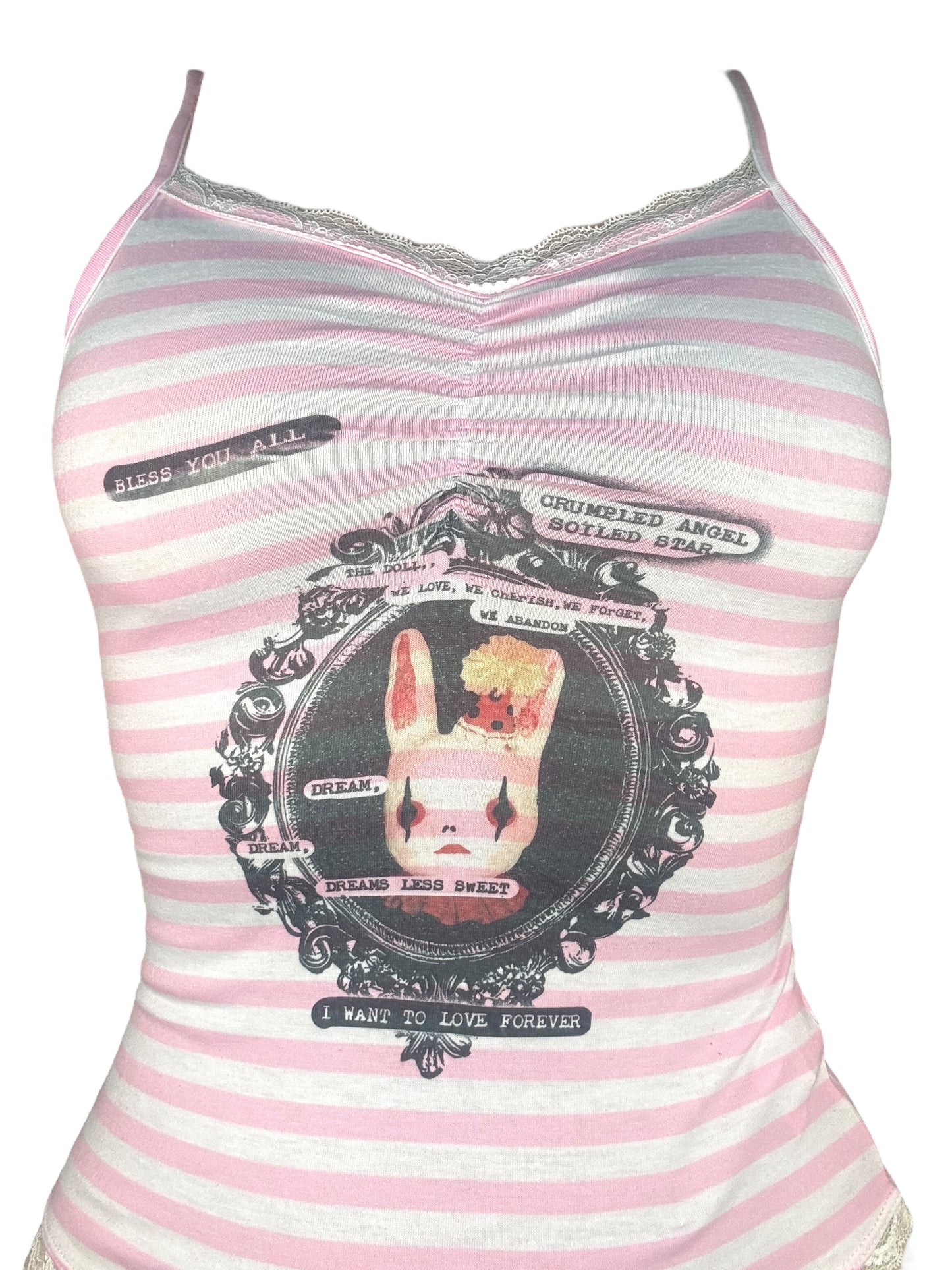 Abandoned Spectacle Pink + White Striped Tank - M