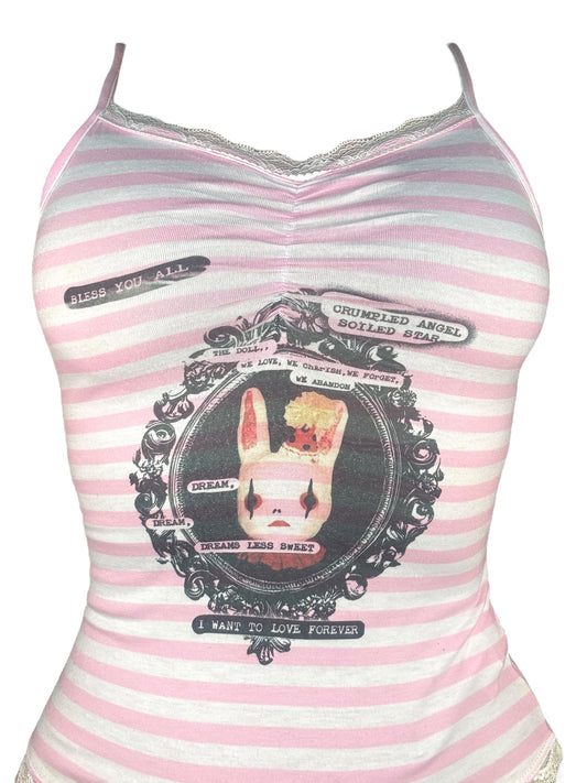 Abandoned Spectacle Pink + White Striped Tank - M