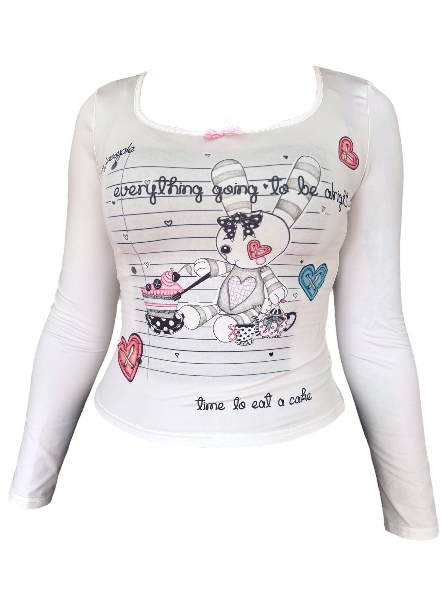 Bunny's Tea Party White Longsleeve - M/L