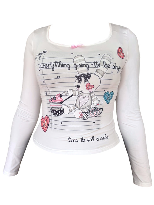 Bunny's Tea Party White Longsleeve - M/L