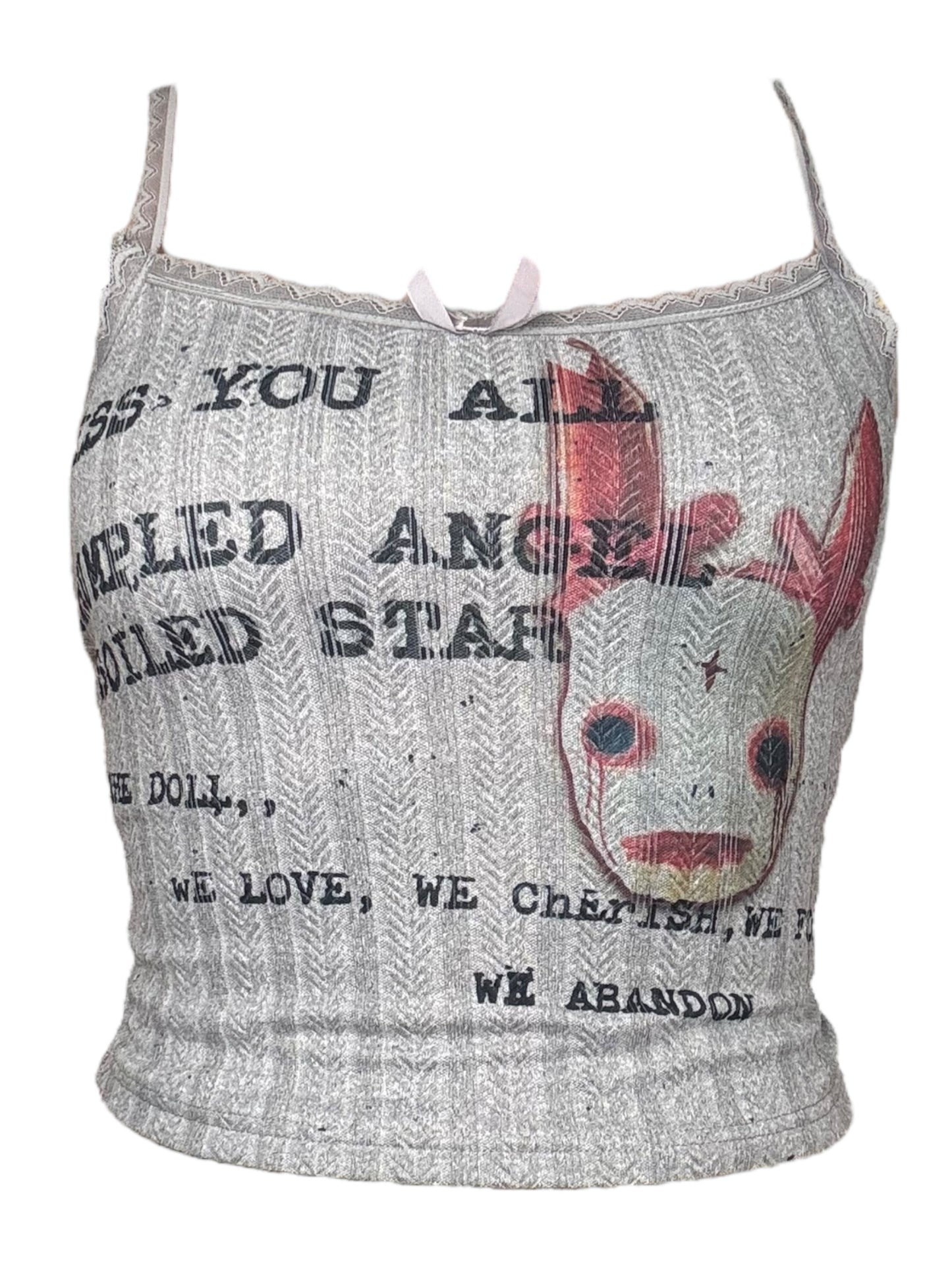 Soiled Star Grey Ribbed Lace Tank - S
