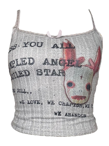 Soiled Star Grey Ribbed Lace Tank - S