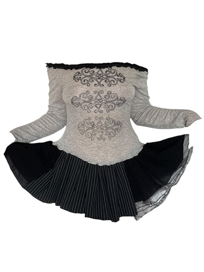 Your Love Grey/Black Drop Waist Mini Dress - M