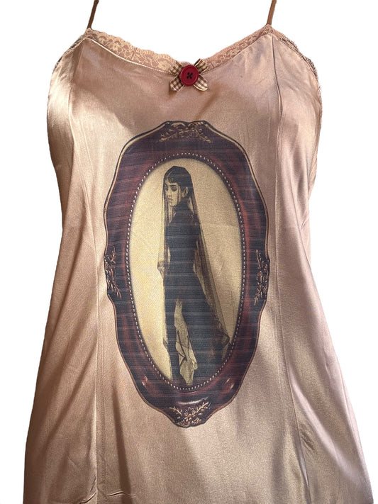 Ghostly Longing Champagne Slip Dress - L/XL