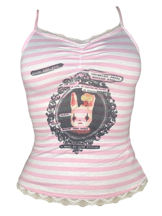 Abandoned Spectacle Pink + White Striped Tank - M