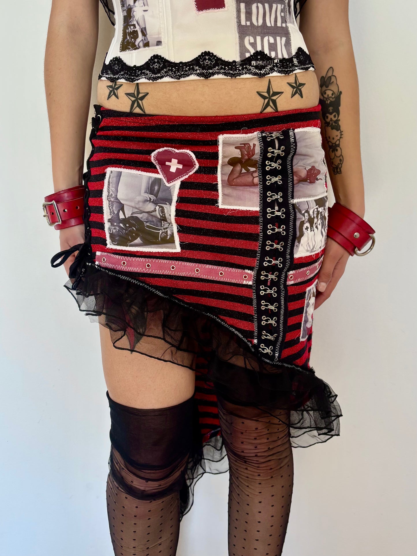 Lovesick Striped 90's Lip Service Skirt - M