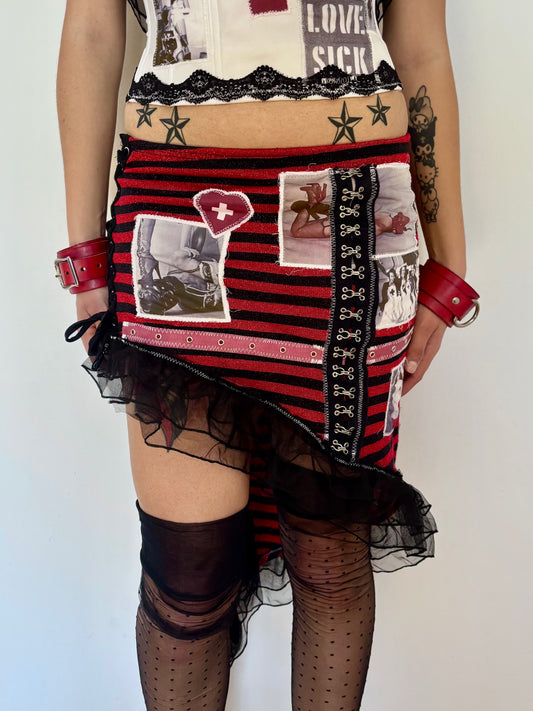 Lovesick Striped 90's Lip Service Skirt - M