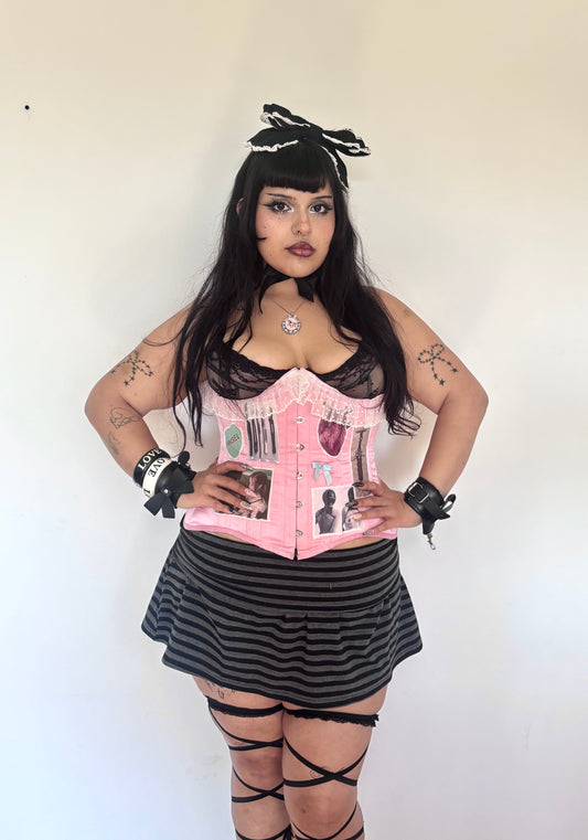 Candy Striper Pink Underbust Corset - XL