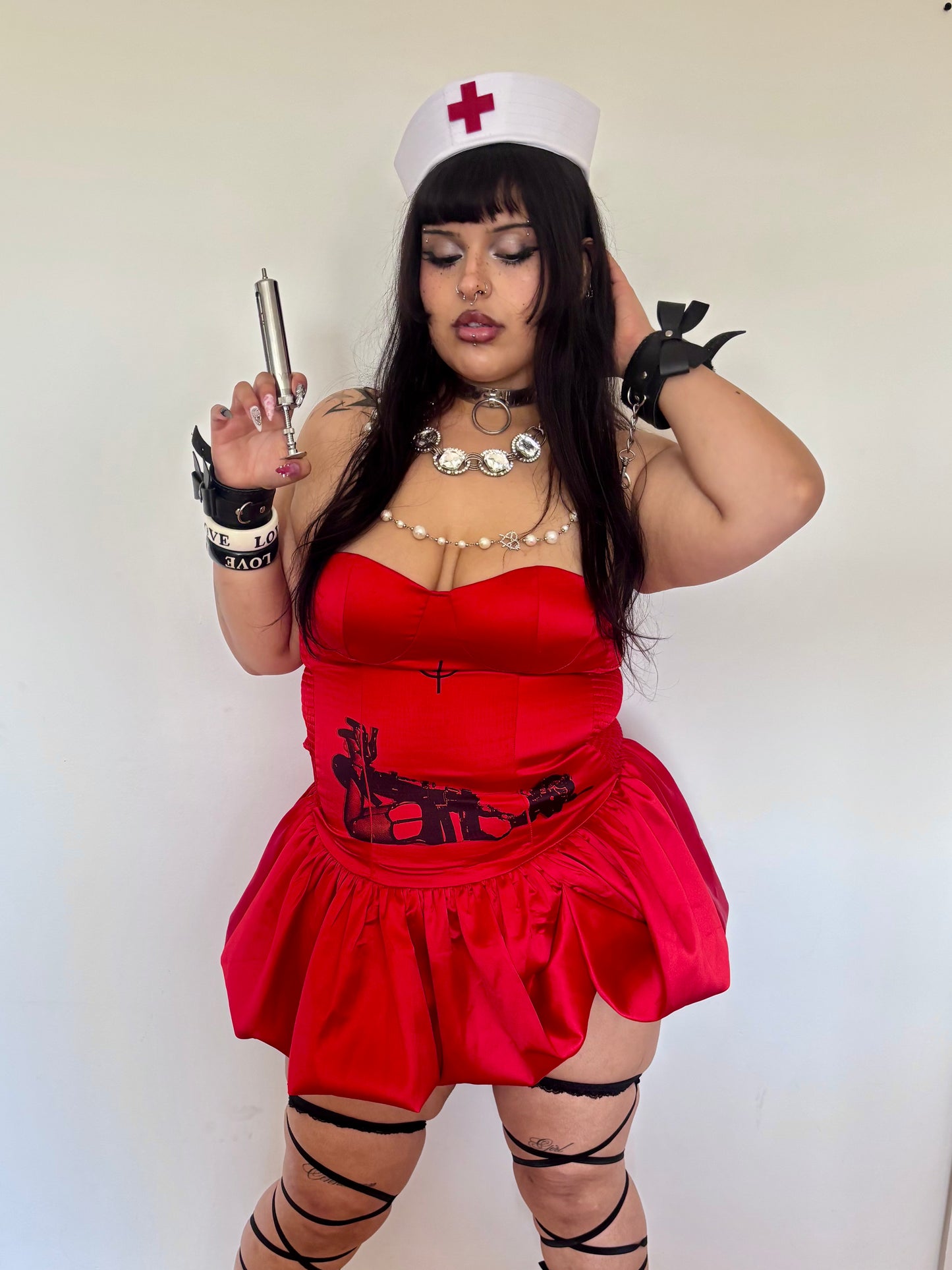 Target Practice Red Bubble Dress - L