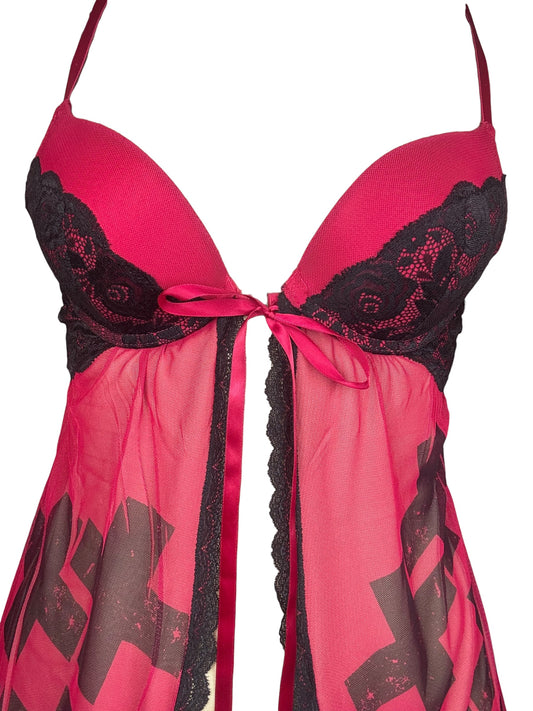 Helping Hand Red Babydoll Bustier Top - M