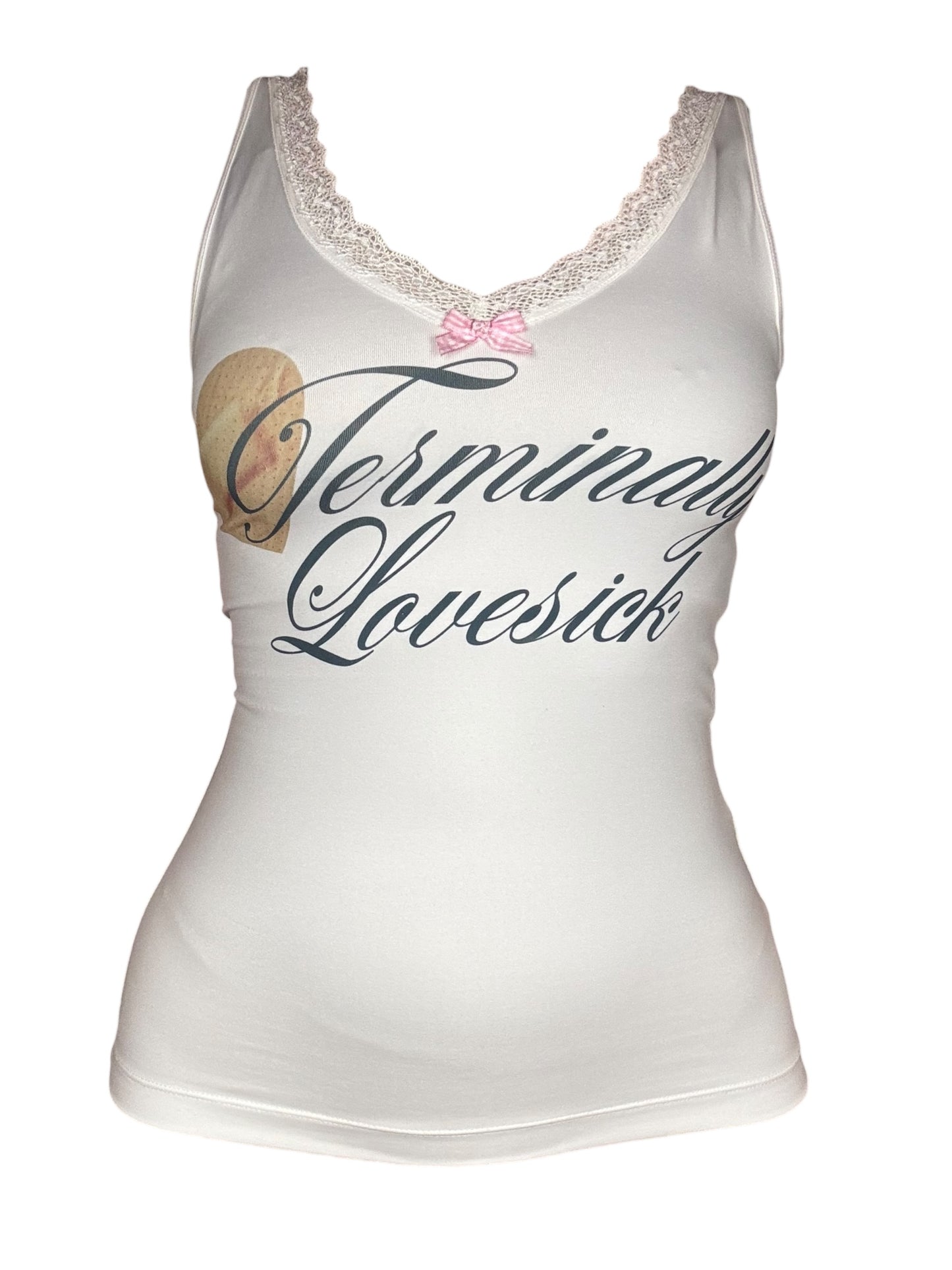 Terminally Lovesick White Lace Tank - M