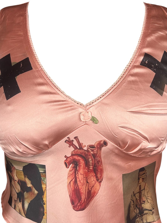 Candy Striper Peach Top - L