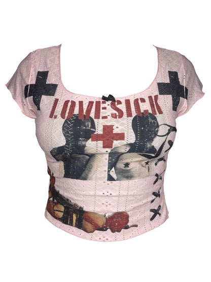 Love Struck Pink Lace Tee - M/L
