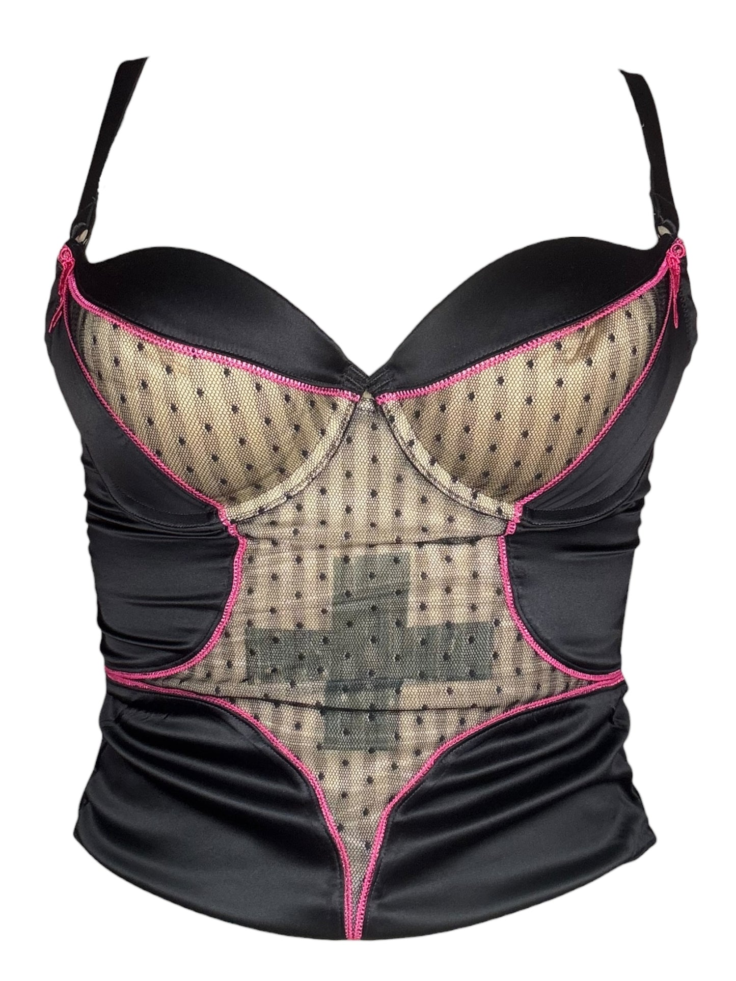 Helping Hand Black/Hot Pink Zipper Corset - M