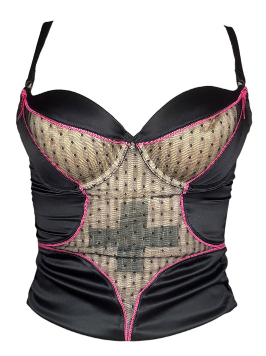 Helping Hand Black/Hot Pink Zipper Corset - M