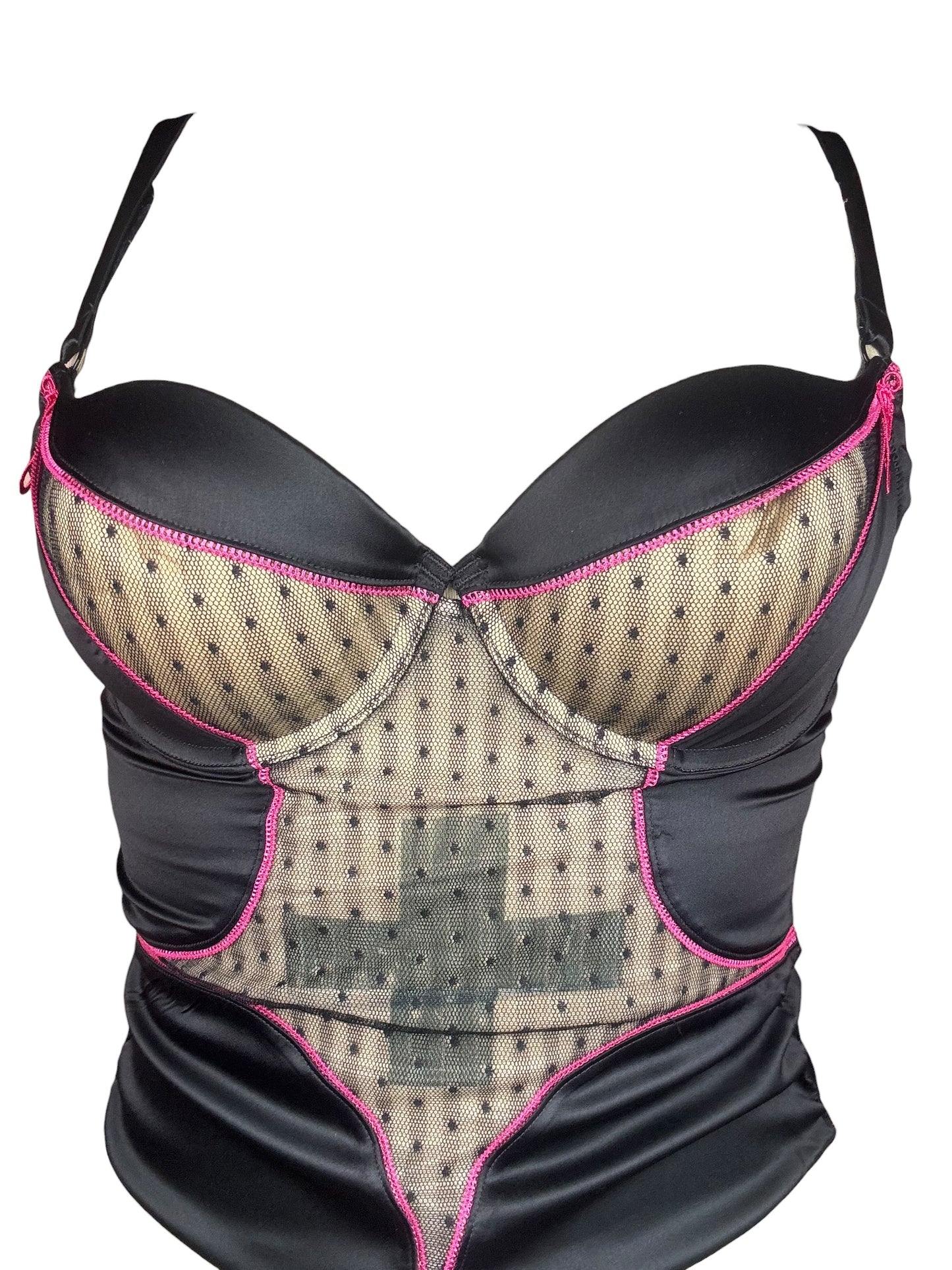 Helping Hand Black/Hot Pink Zipper Corset - M