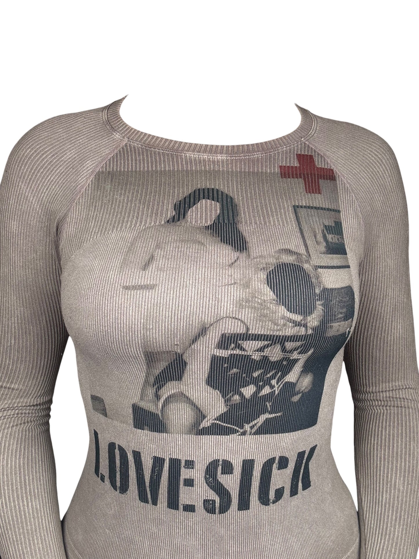 Bondage Delights Grey Ribbed Longsleeve - S